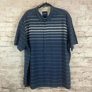 Tommy Bahama Limited Edition XLX Navy Block of Fame Short Sleeve Button Down